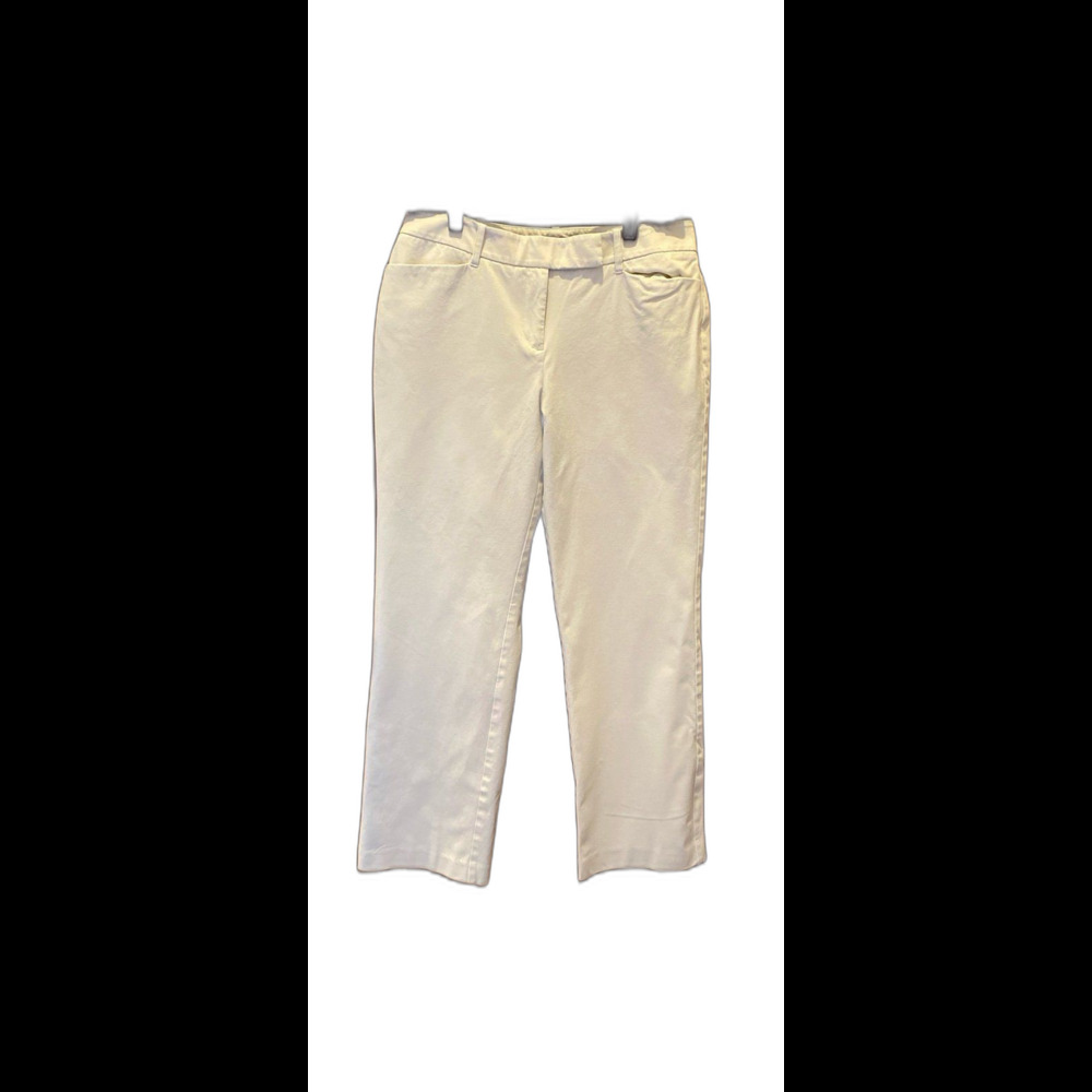 Talbots Signature Straight Pants Size 8‎ Cream 92% Cotton 8% Spandex Pockets